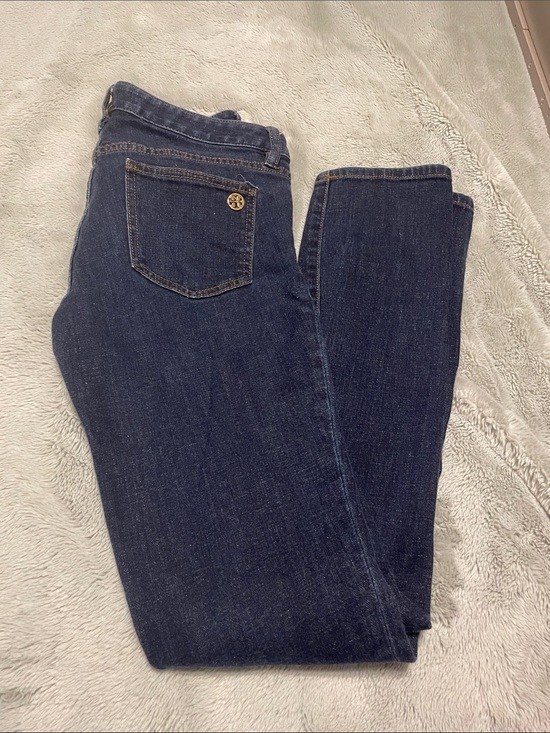 Tory Burch Denim - Tory Burch Dark Indigo Straight-Leg Jeans with Gold Button